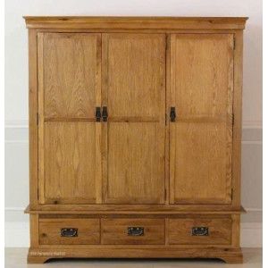 French Oak - 1m4 : Tủ Áo Gỗ Sồi ( 3 Cánh + 3 Ngăn Kéo Dưới )